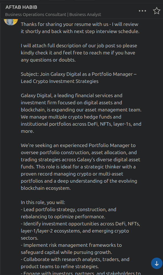 Fake job description for Portfolio Manager role, part 1