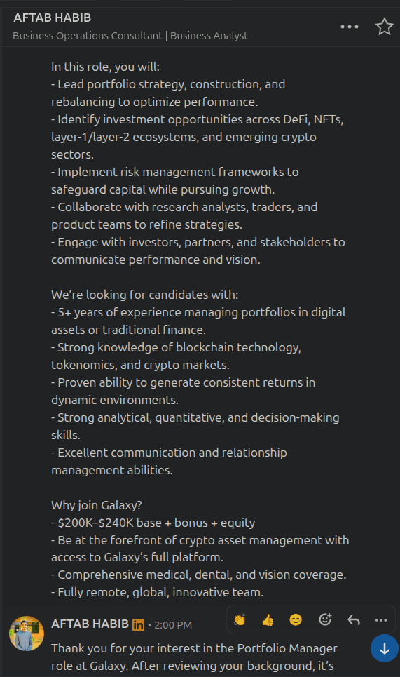 Fake job description for Portfolio Manager role, part 2