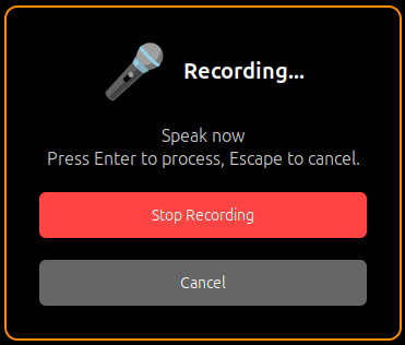 Recording modal interface